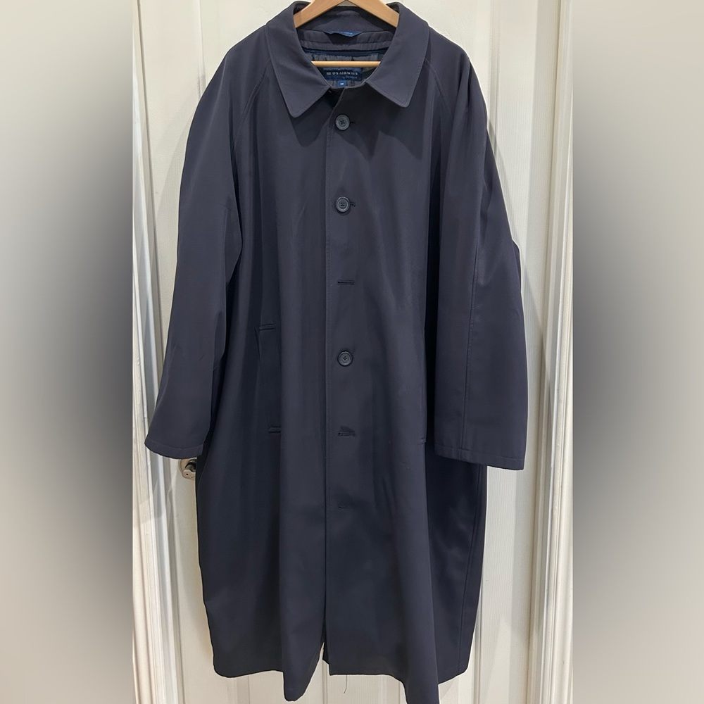 US AIRWAYS Men's 50 R Coat Stan Herman Long Winter Jacket Twin Hill Navy Blue‎